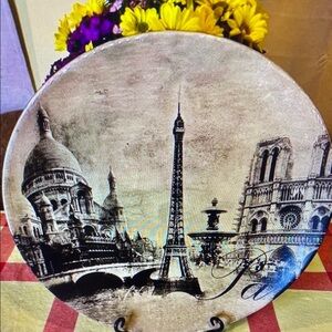 🌟Bella Lux Paris Decorative Plate 15.5" Eiffel Tower Vintage Chic Wall Décor🌟